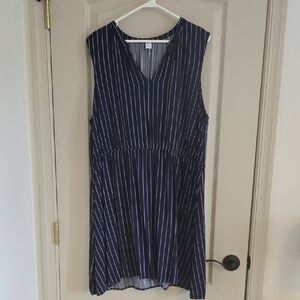 Old Navy Navy and White Striped V-Neck Top